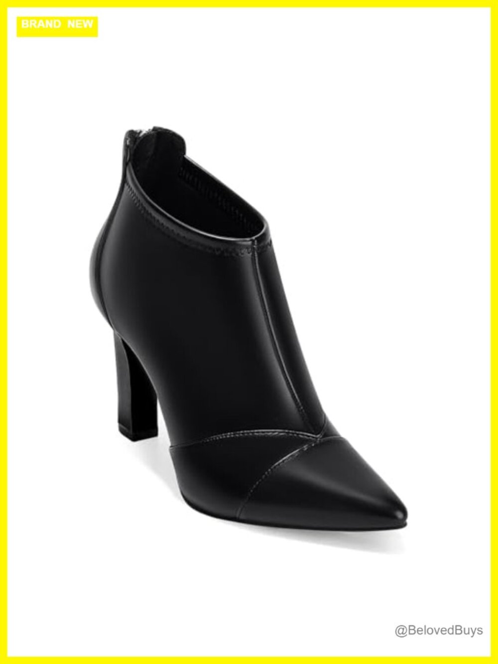 Faux Leather Suede Pointed Toe Stiletto High Heel Ankle Booties with Back Zipper